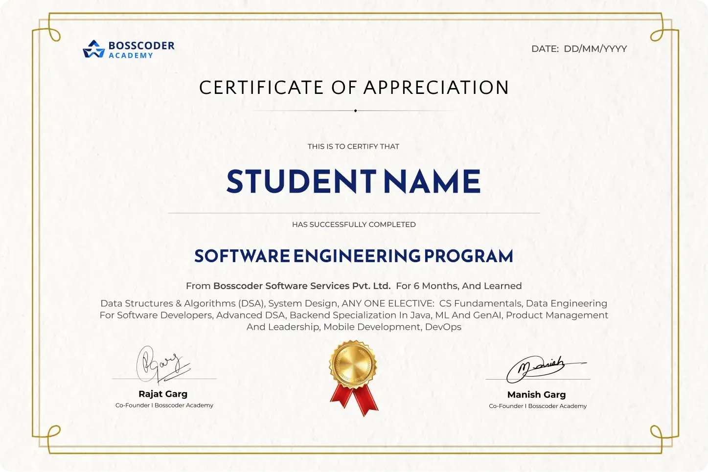 Bosscoder Academy Certificate